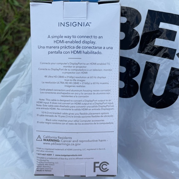 10 ft. long DisplayPort to HDMI cable. Brand new, never used. - Picture 2 of 2